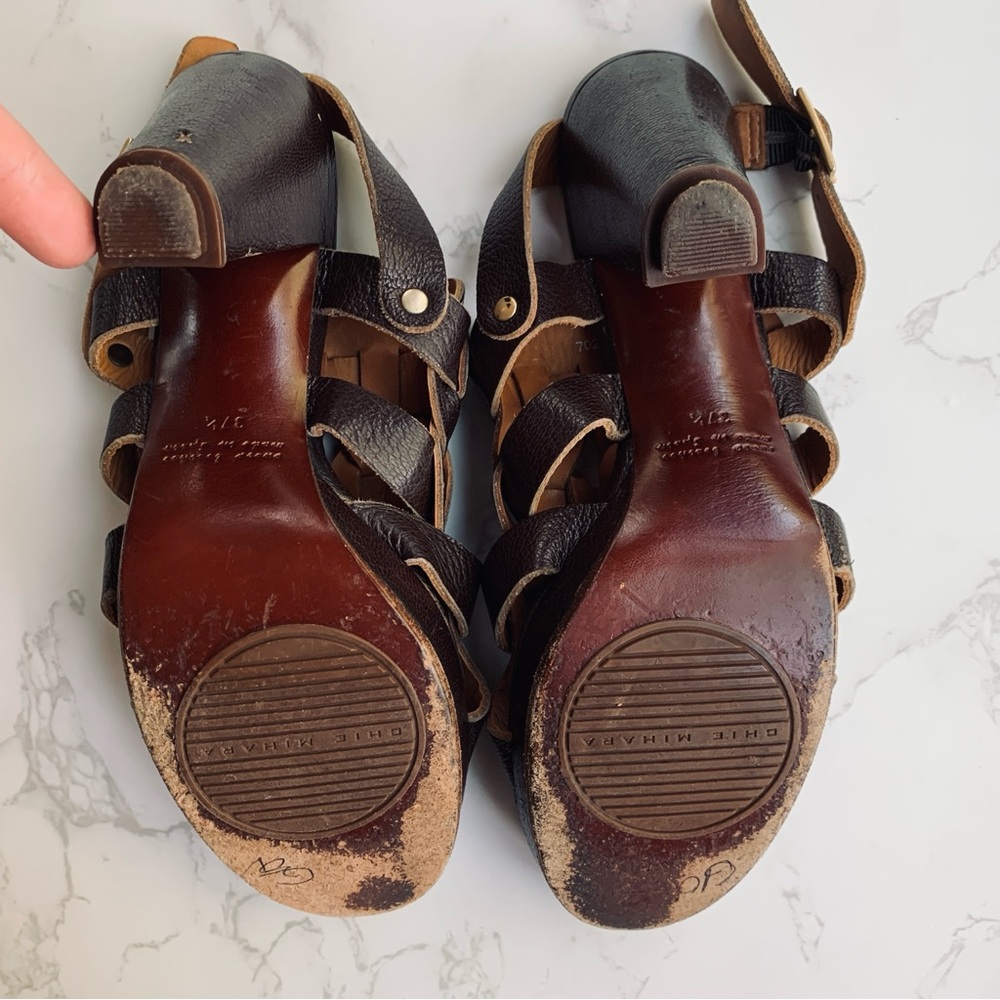 Chie Mihara Woven Suave Leather Slingback Sandals Open Toe Heels | Size 37.5 - Picture 13 of 14